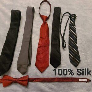 High End Silk Tie Set and Bow Tie (8 items total) | Calvin Klein & Ryan Seacrest